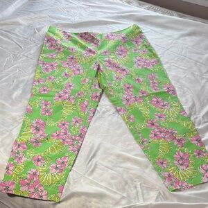 LILY PULITZER ORIGINALS Resort Fit Tropical Limeade Floaters Seahorse Pants Sz16
